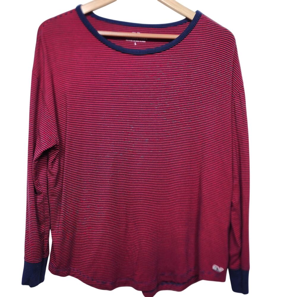 Women's Vineyard Vines Boat Neck Blue Striped Shirt Size Large